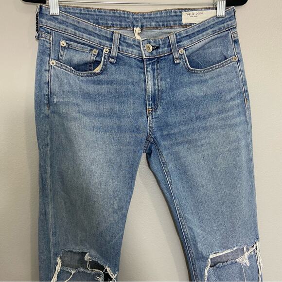 Rag & Bone Dre Low Rise Ankle Slim Boyfriend Jeans Distressed Size 25 - Picture 6 of 11